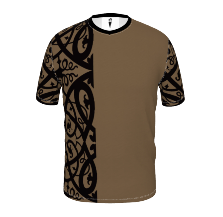 Men´s T-shirt with norse dragon, black on brown